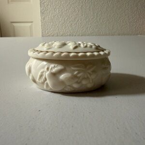 Lenox Cream Floral Relief Ceramic Trinket Box
